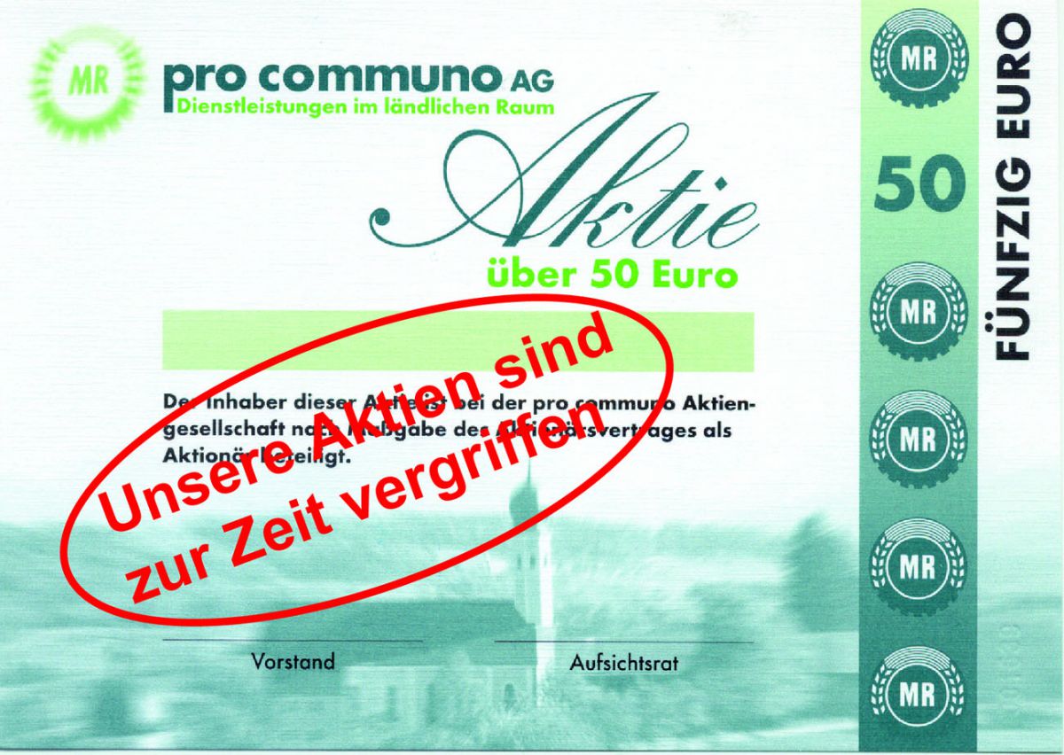 Aktien der pro communo AG nur für Mitglieder des Maschinenrings